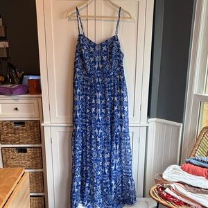 Xhilaration Blue Floral Maxi Dress